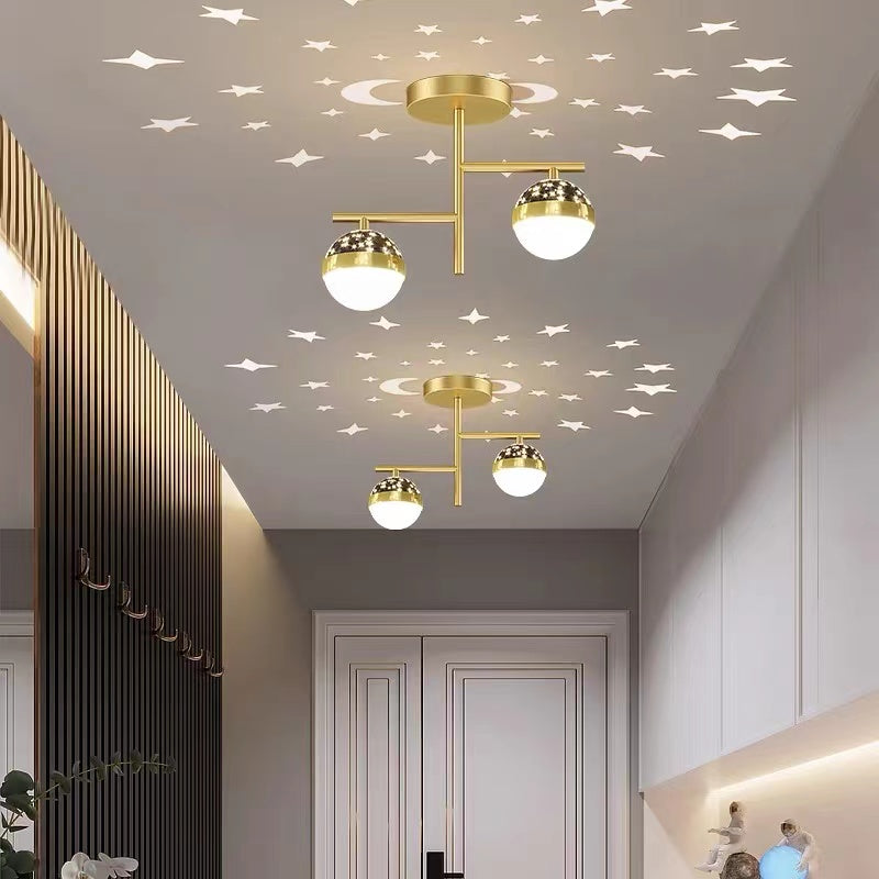 Madina Vintage Ronde LED Hanglampen Gouden Zwart Metaal Slaapkamer