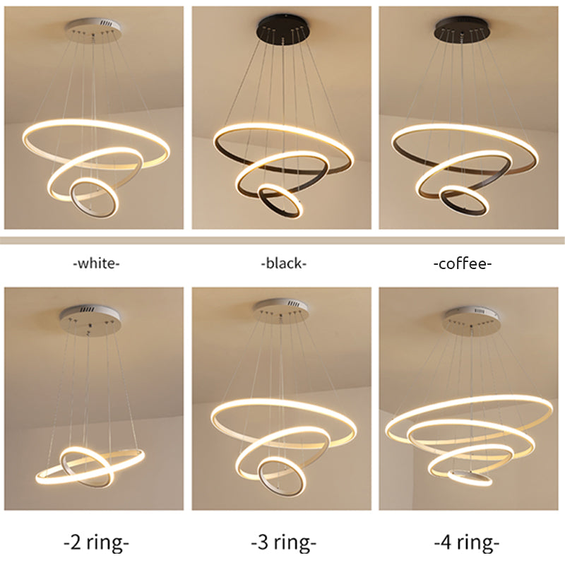 Alonza Moderne LED Hanglampen Wit Buitenste Verlicht 2/3/4 Ringen