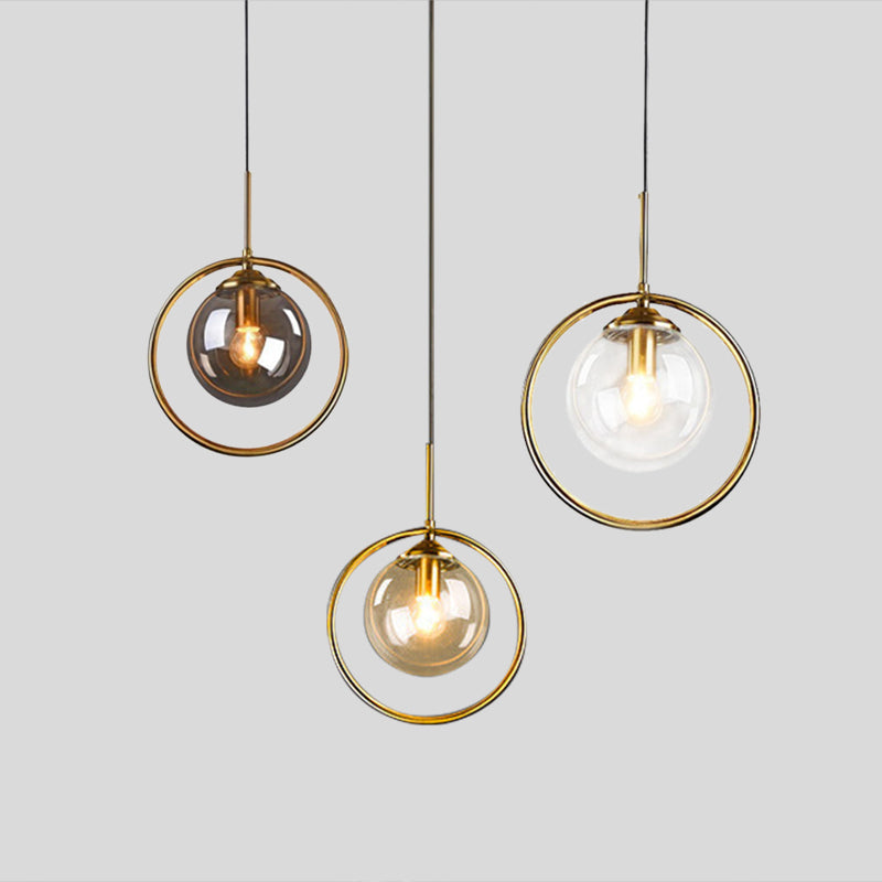 Hailie Moderne LED Ronde Hanglamp Metaal/Glas Transparent/Grijs/Cognac Slaap/Woon/Eetkamer