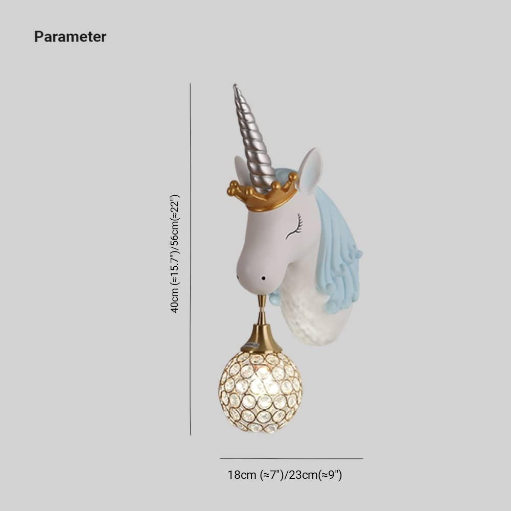 Minori Design Eenhoorn LED Wandlamp Hars Wit/Goud Slaap/Kinder/Woon/Eetkamer