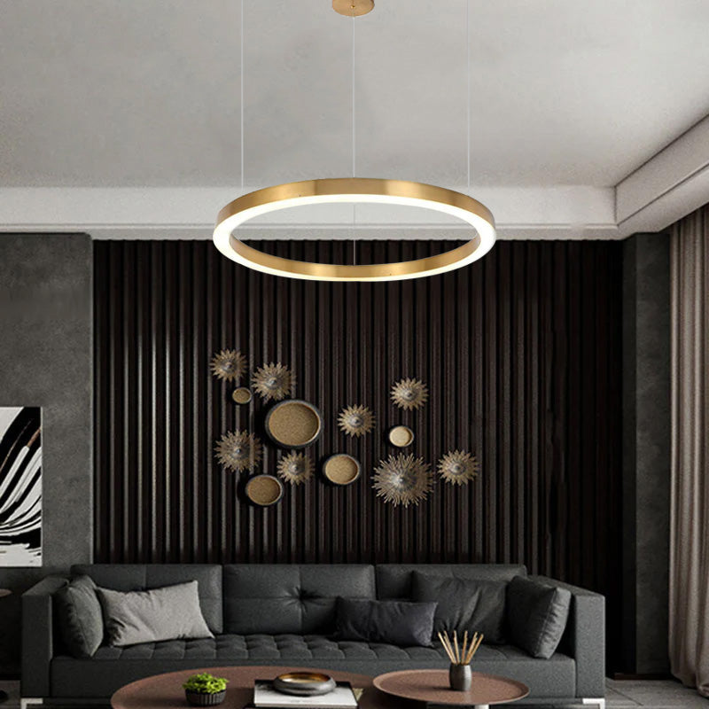 Alonza Moderne Ring Metalen Hanglamp, Woonk/Eetk/Slaapkamer, Goud