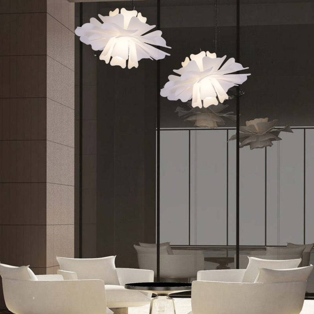 Carina Moderne Design Hanglamp Bloem Wit Metaal Woonkamer Slaapkamer