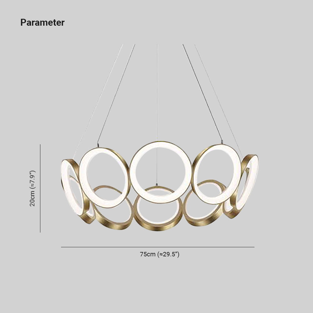 Alonza Luxury Ring Metal Pendant Light, Gold