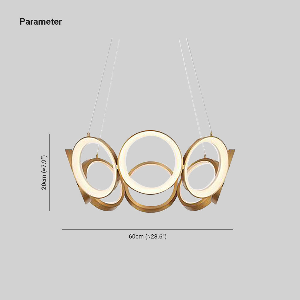 Alonza Luxury Ring Metal Pendant Light, Gold