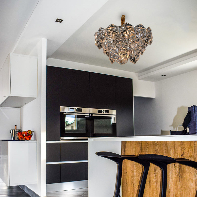 Marilyn Retro LED Kroonluchter Grijs Metaal Kristal Eetkamer Woonkamer