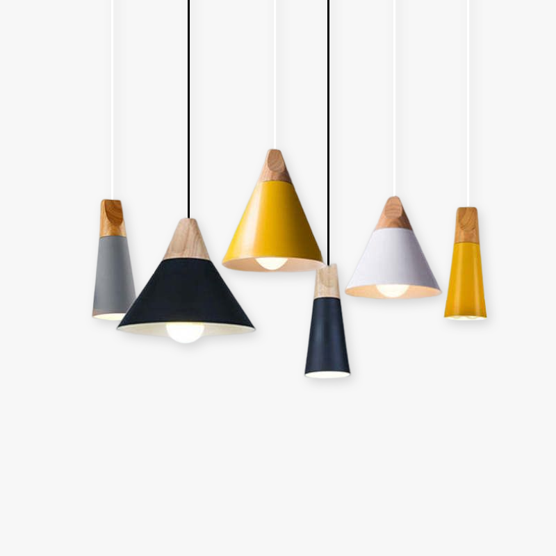 Morandi Moderne LED Hanglampen Geel Grijs Groen Metaal Hout Woonkamer