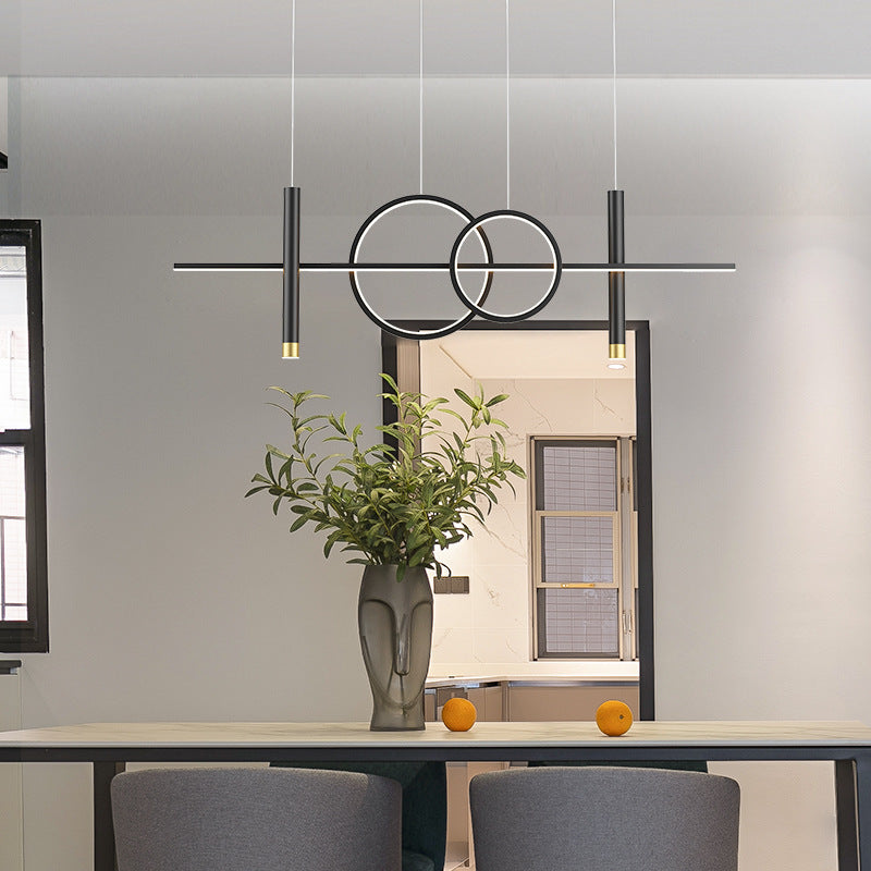 Madina Lineaire LED Hanglampen Zwart Goud Metaal Silicagel Eetkamer