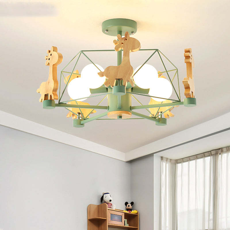 Minori Moderne Leuke LED Plafondlampen Grijs Groen Hout Metaal Eetkamer