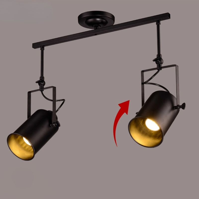 Valerio Vintage Verstelbare Semi-inbouwplafondlamp, Zwart Woonkamer