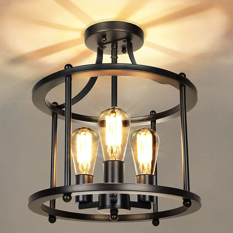 Valerian Industriele LED Plafondlamp Zwart Metaal Eettafel Woon/Slaapkamer