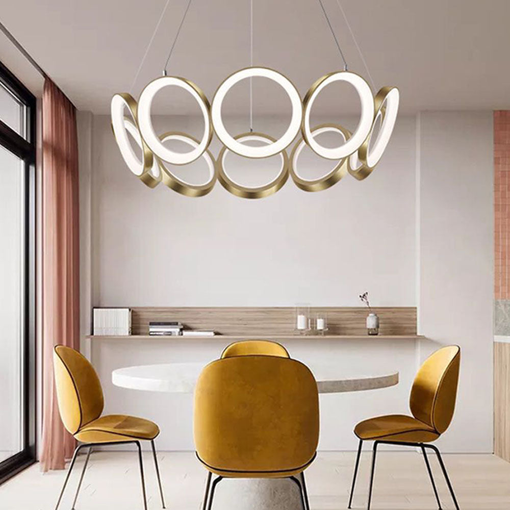 Alonza Luxury Ring Metal Pendant Light, Gold
