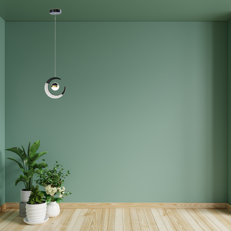 Madina Moderne Maanvorm LED Hanglampen Zwart/Goud Metaal Slaapkamer