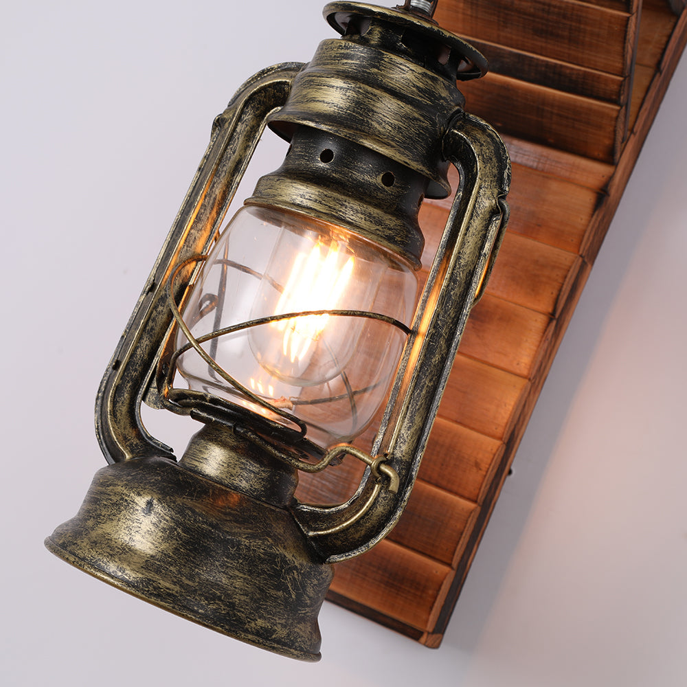 Brio Lantern Bedroom Wall Lamp, Metal/Wood, Restaurant