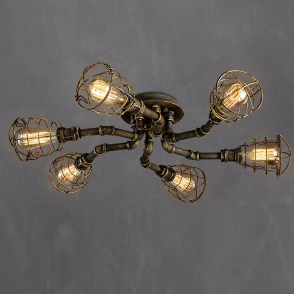 Cedric Industriele LED Plafondlamp Zwart/Messing Metaal Woon/Slaapkamer