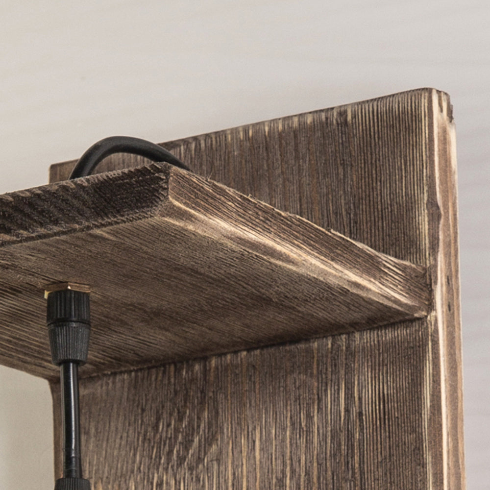 Brio Vintage Potvorm Houten Metalen Wandlamp, Slaapkamer/Keuken