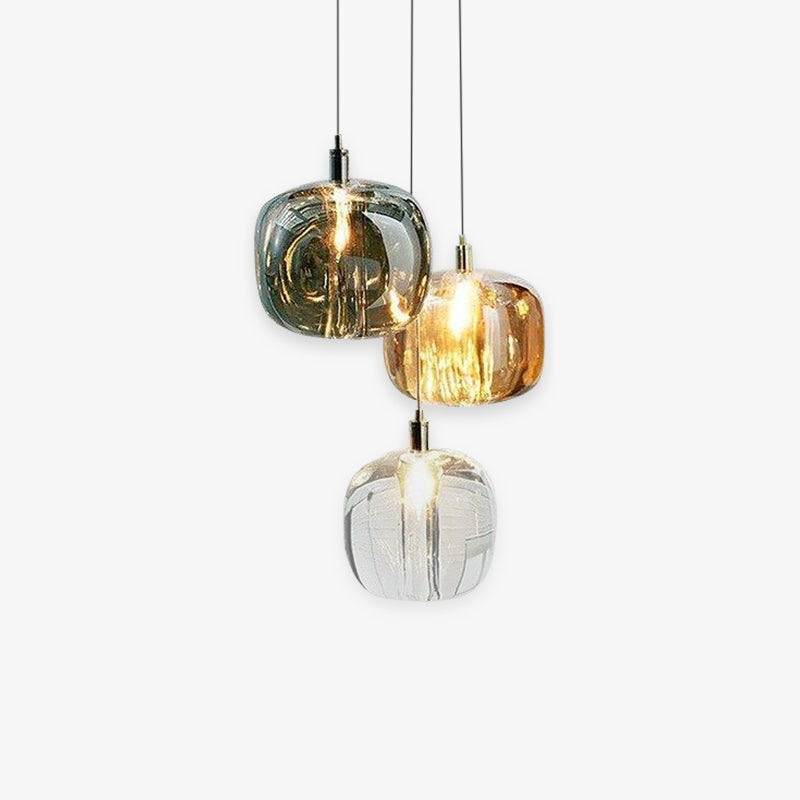 Hailie Moderne Bubbel Hanglampen Amber Helder Rookgrijs Glas Woonkamer