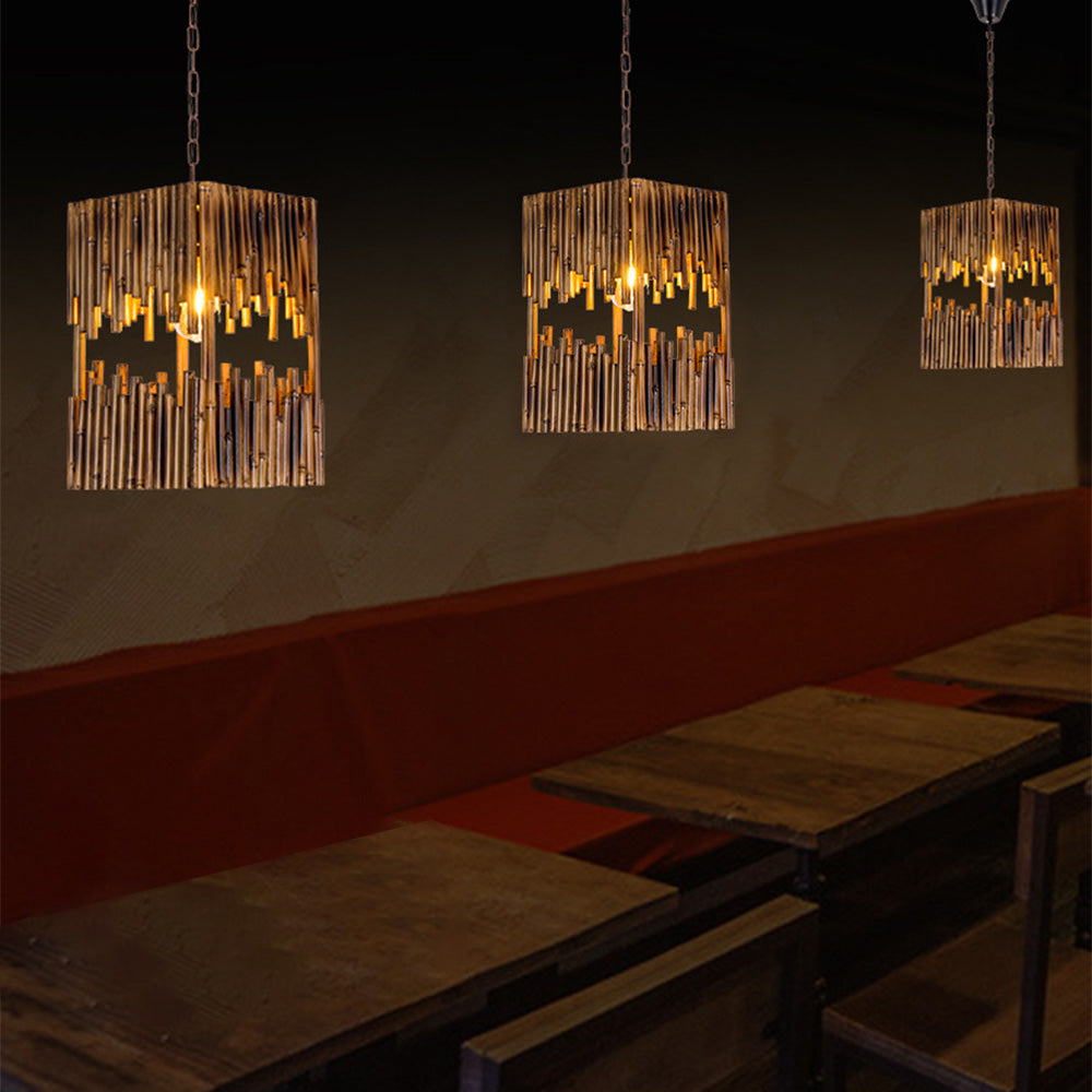 Brio Retro Rectangular Metal/Wood Pendant Light