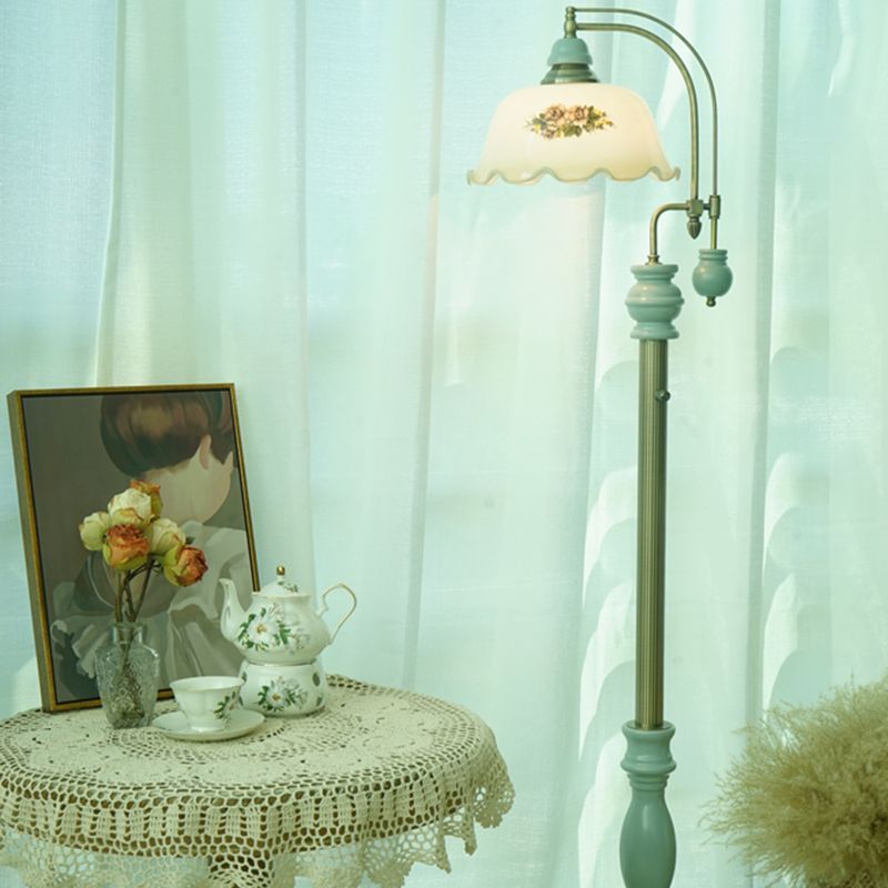 Morandi Retro Design LED Vloerlamp Lotus Bloem Vormige  Metaal/Glas Eetkamer/Woonkamer