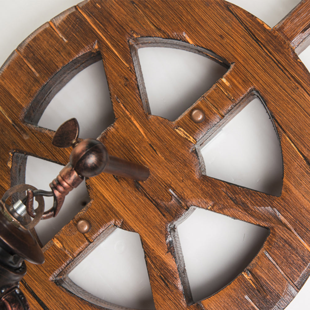 Brio Retro Roer Design Wandlamp Lantaarn Bruin Hout, Bars/Slaapkamer
