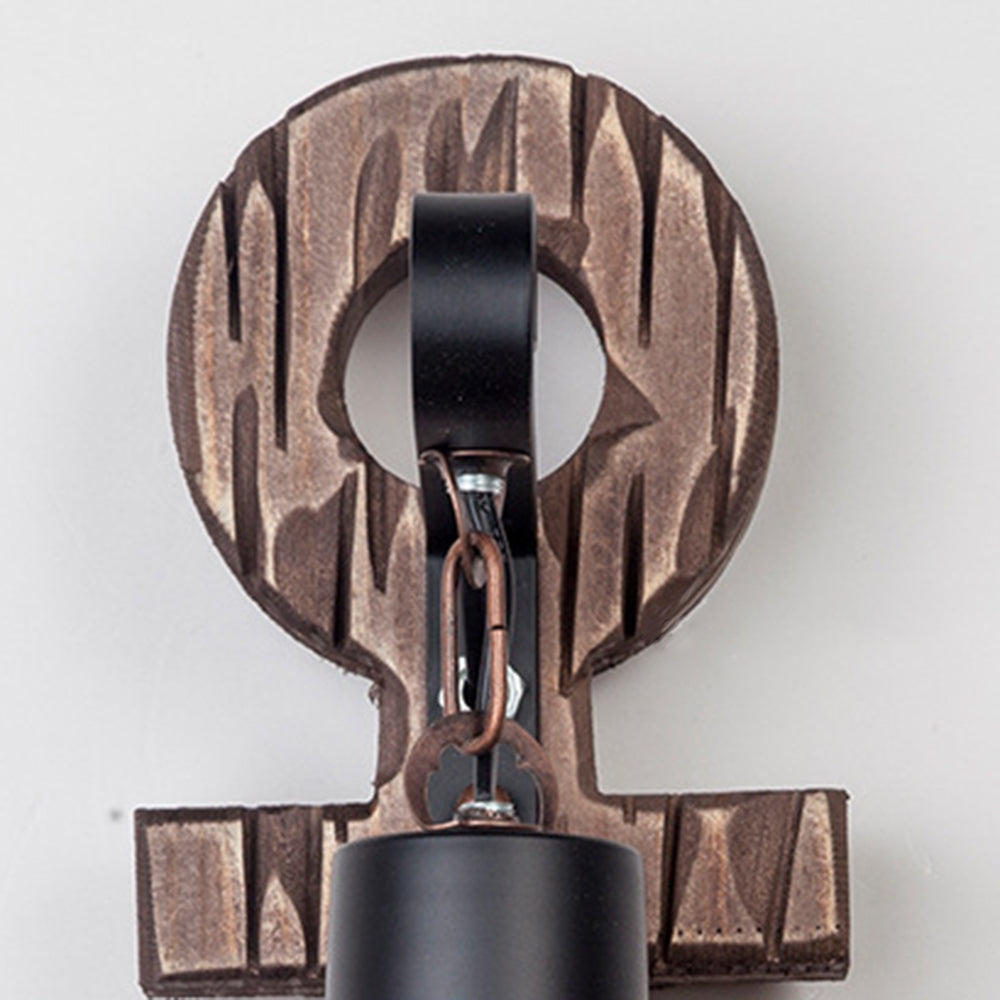 Valerio Wall Lamp Vintage Anchor Black Wooden, Living Room