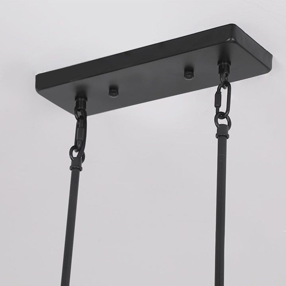 Valerio Retro Rechthoekige Hanglamp Van Metaal En Hout  5 Lampenkappen  2 Stijlen