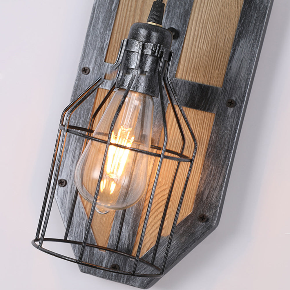 Brio Vintage Vogelkooi Design Houten Metalen Wandlamp, Slaapkamer/Keuken