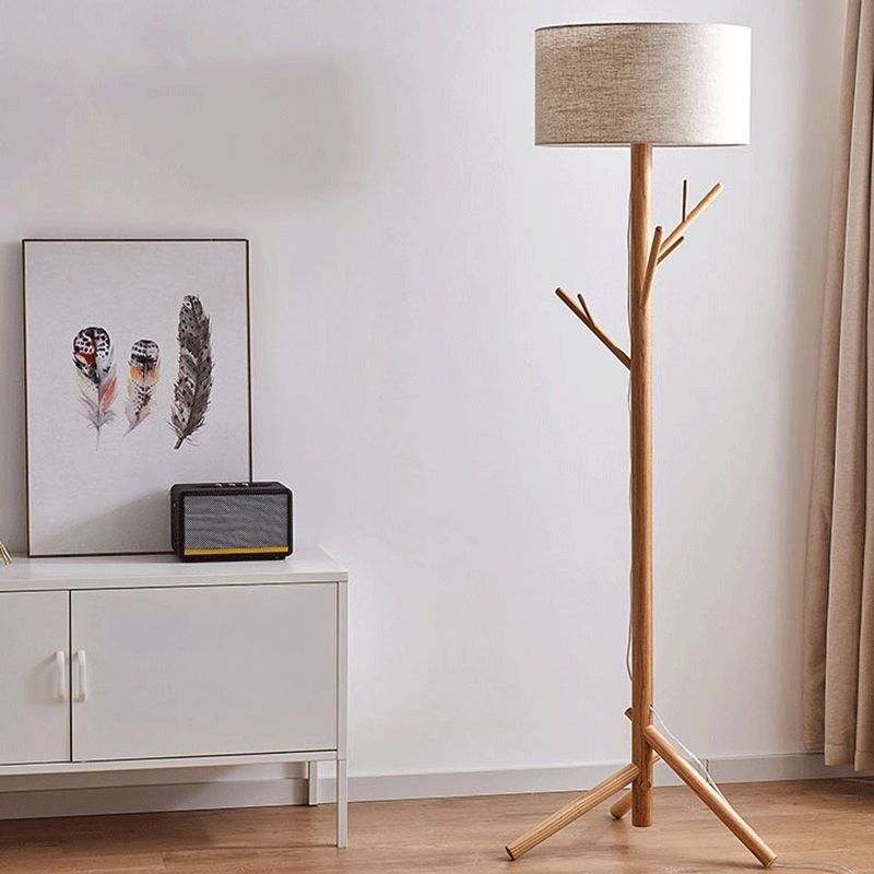 Muto Modern Design Vloerlamp Japanse Boom Beige Stof/Hout Woonkamer