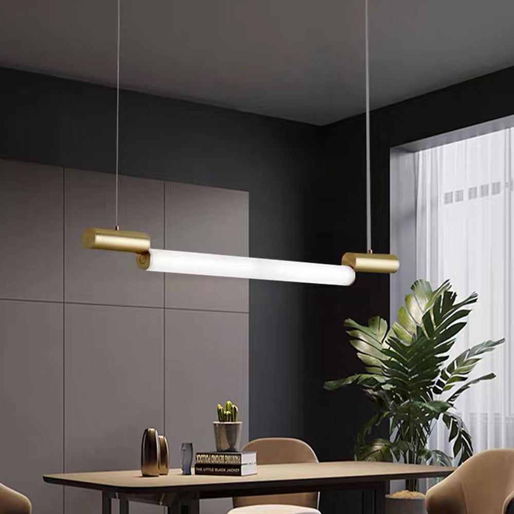 Edge Moderne Lineaire  LED Hanglamp Wit Goud Metaal Acryl Eetkamer
