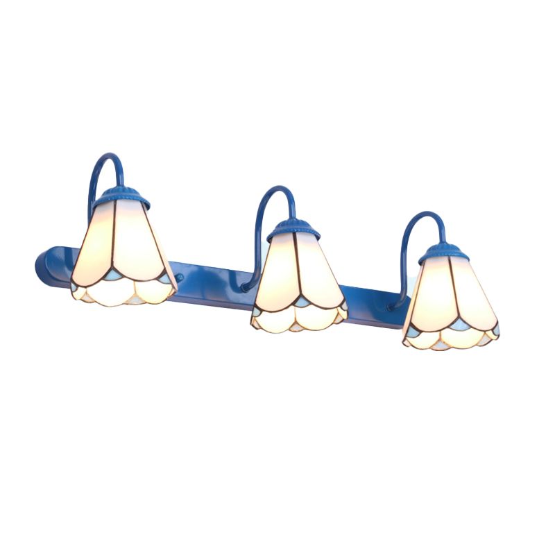 Sirena Bloemvormige Metalen Wandlampen, Zwart/Wit/Blauw