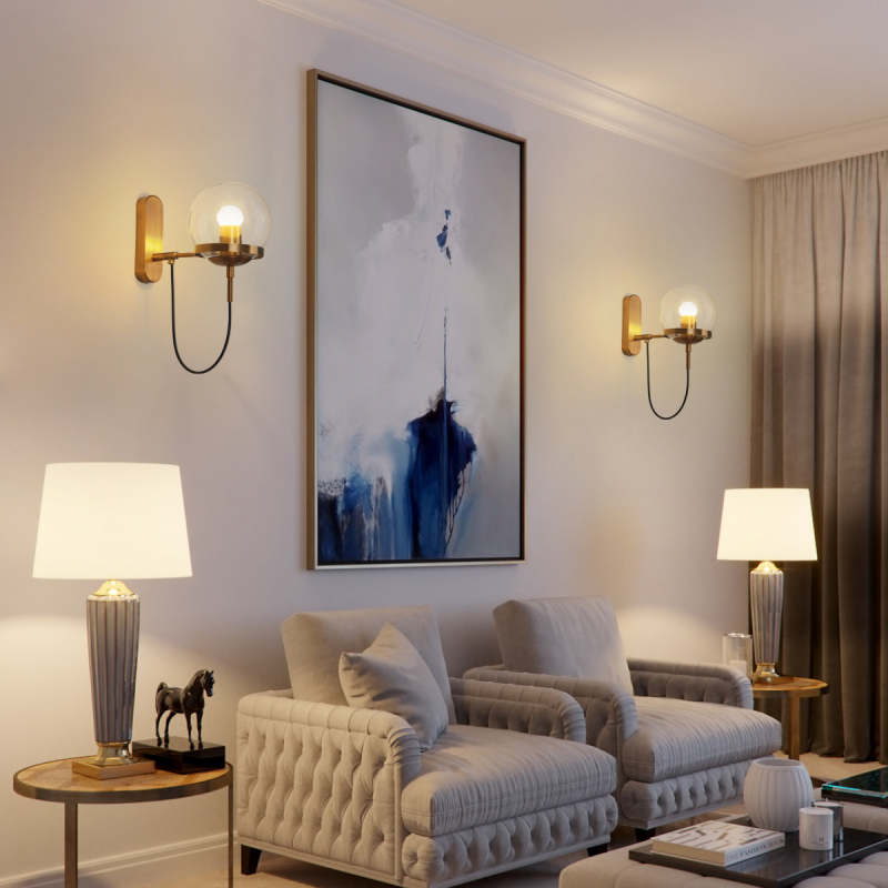 Valerio Retro Rustieke Glazen Design Wandlamp Zwart/Brons Woonk/Eetkamer