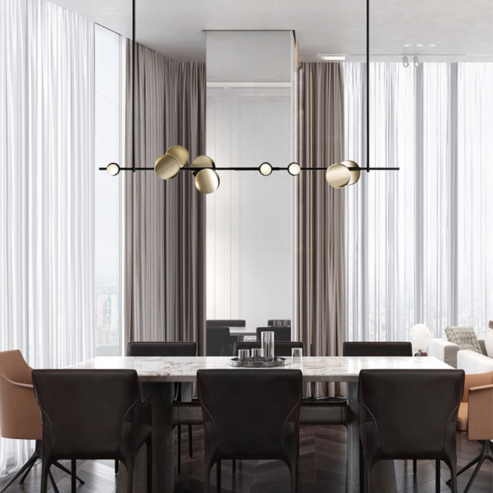 Elio Minimalistische Design Lineaire Metalen Hanglamp, Zwart, Woonk/Eetkamer