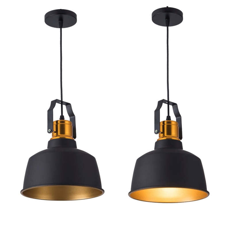 Alaric Industriele LED Hanglamp Zwart Goud Metaal Eetkamer Slaapkamer