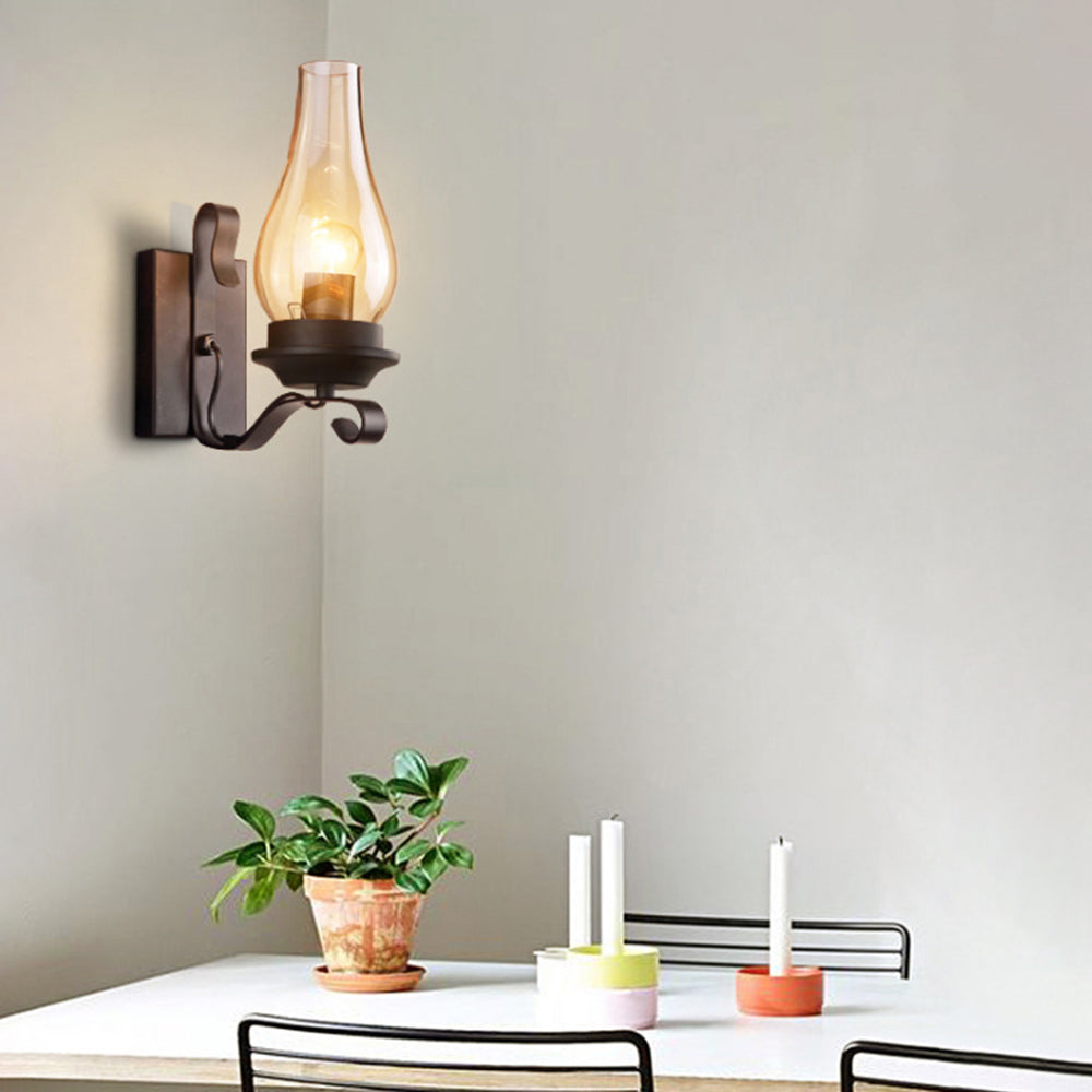 Valerio Vintage Design Kaars Wandlamp Hout Metalen Woon/Slaapkamer