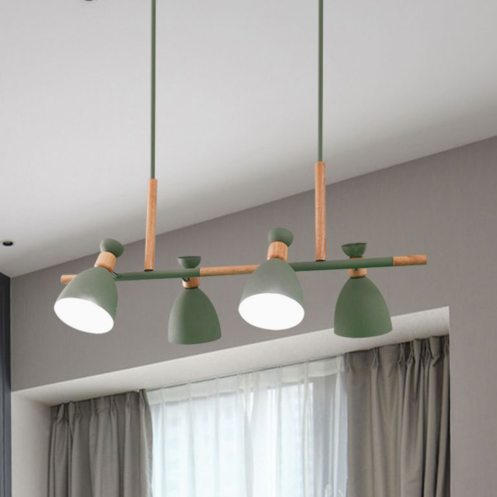 Morandi Design Houtnerf LED Hanglamp Groen/Grijs Slaapkamer