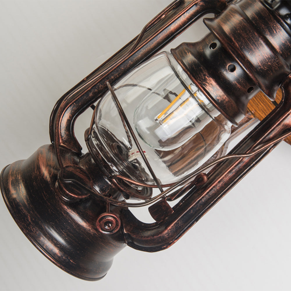 Brio Retro Roer Design Wandlamp Lantaarn Bruin Hout, Bars/Slaapkamer