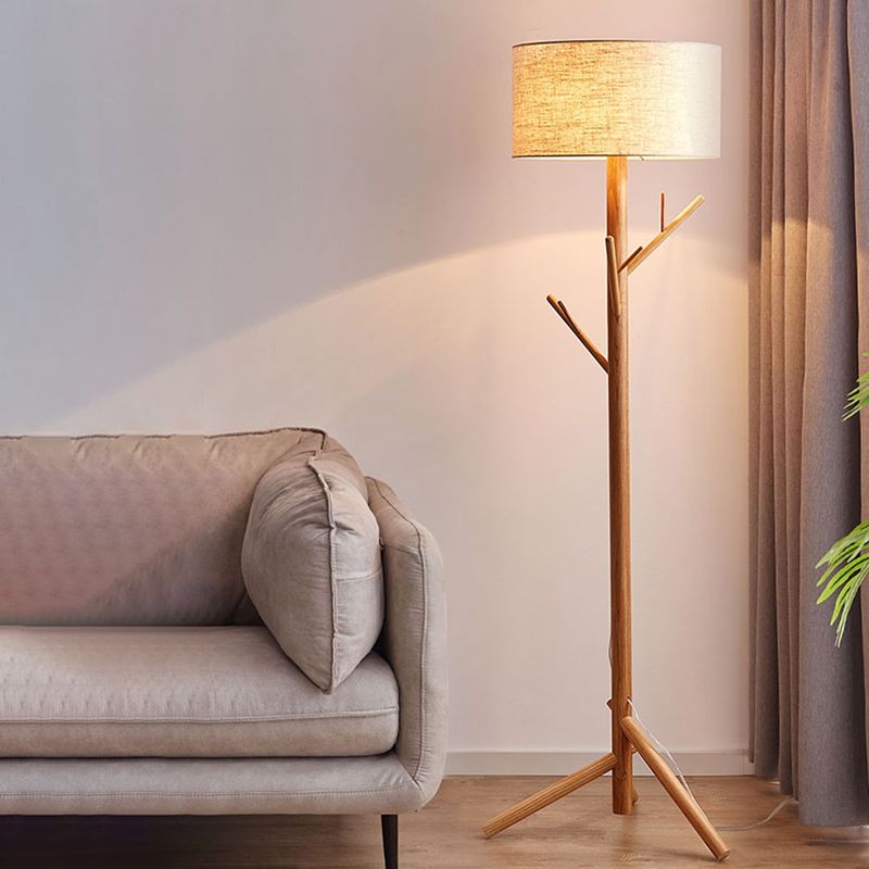 Muto Modern Design Vloerlamp Japanse Boom Beige Stof/Hout Woonkamer
