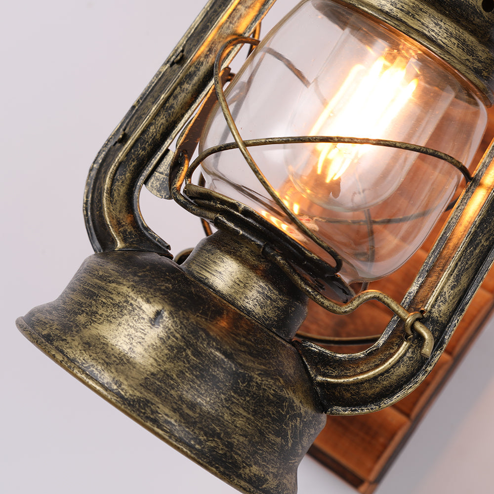 Brio Lantern Bedroom Wall Lamp, Metal/Wood, Restaurant