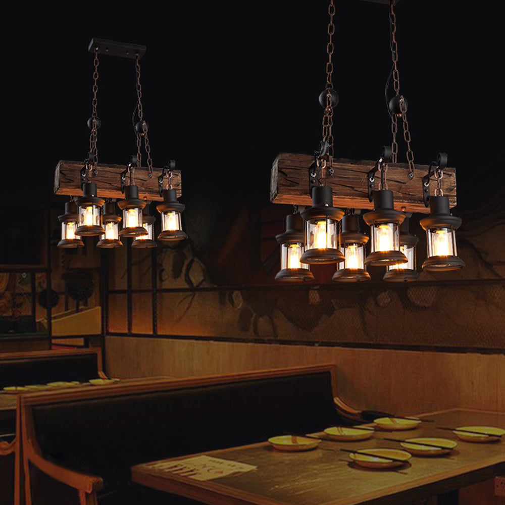 Brio Retro Rectangular Metal/Wood Lantern Pendant Light