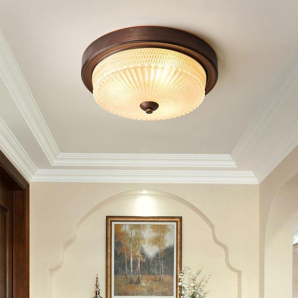 Valerio Vintage Ronde Inbouwmontage Plafondlamp Glas Slaapkamer