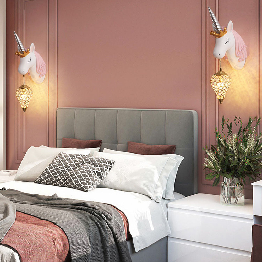 Minori Design Eenhoorn LED Wandlamp Hars Wit/Goud Slaap/Kinder/Woon/Eetkamer