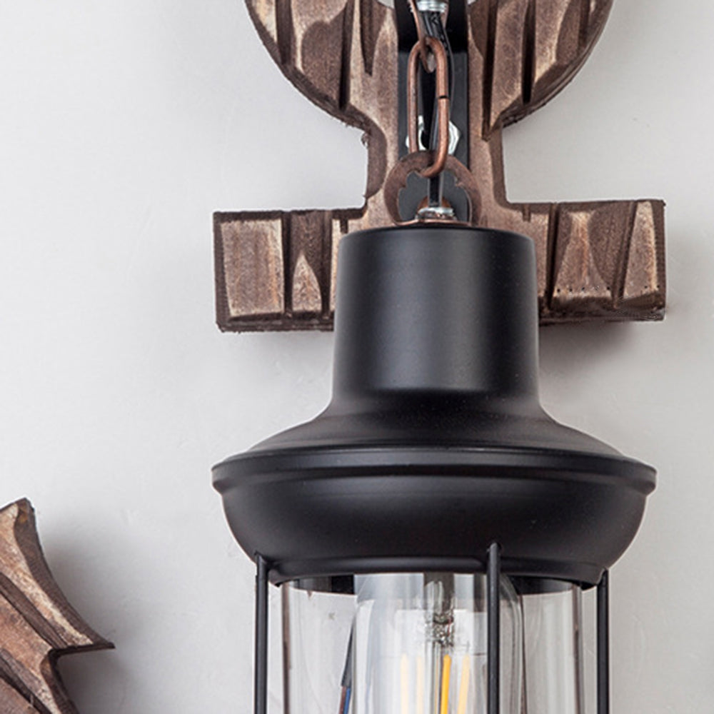 Valerio Wall Lamp Vintage Anchor Black Wooden, Living Room