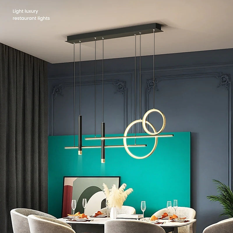 Madina Bijzondere  LED Hanglampen Zwart Metaal Eetkamer Woonkamer