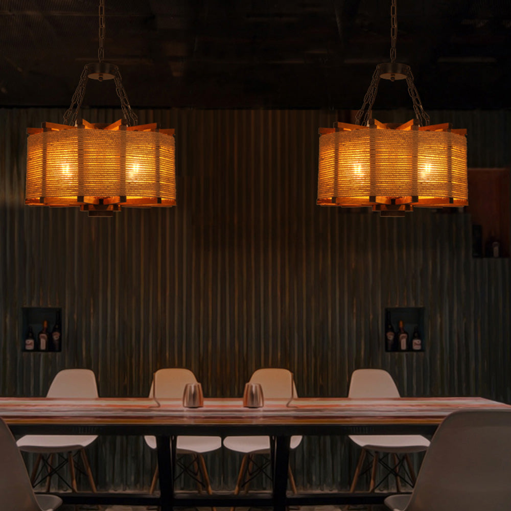 Brio Retro Cylindrical Metal/Wood Pendant Light