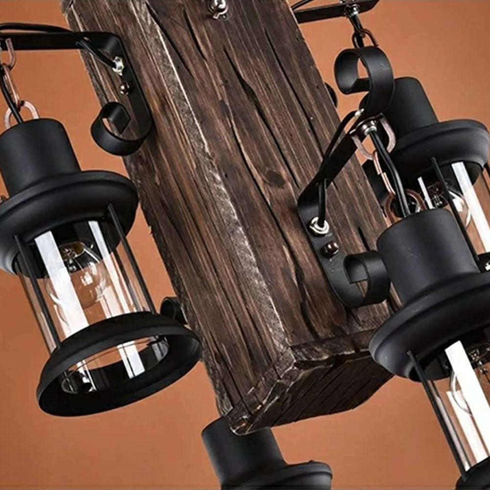 Brio Vintage Rechthoekige Hanglamp,  Metal/Houten Eetk/Woonkamer