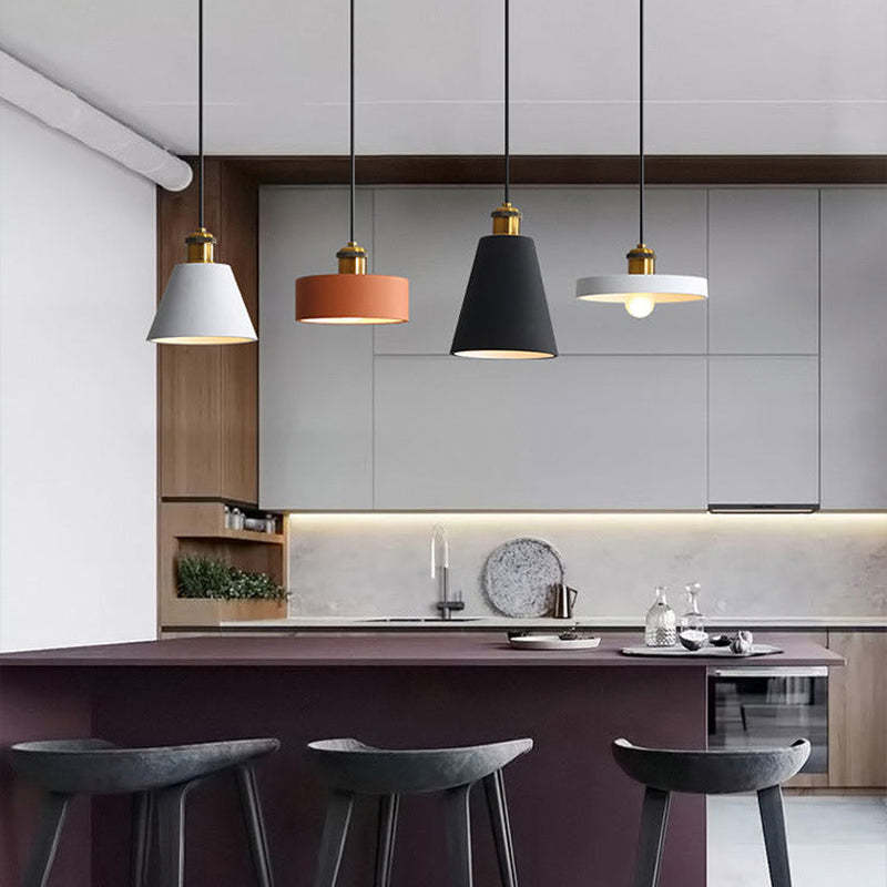 Morandi Design Vormen LED Hanglampen Wit/Oranje/Zwart Metaal/Hars Eetkamer