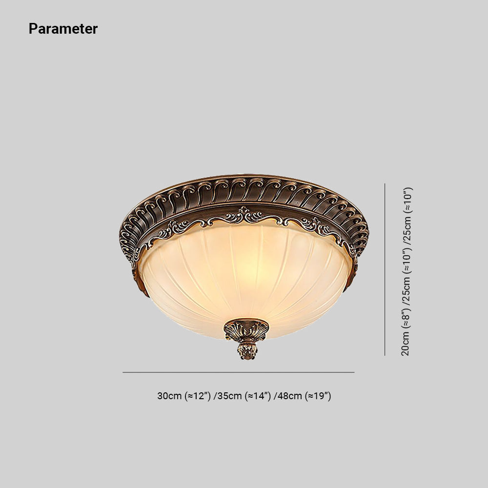 Alonza Vintage Halfronde Glazen Inbouw Plafondlamp, Brons, Metaal/Glas, Woonk/Eetk/Slaapkamer
