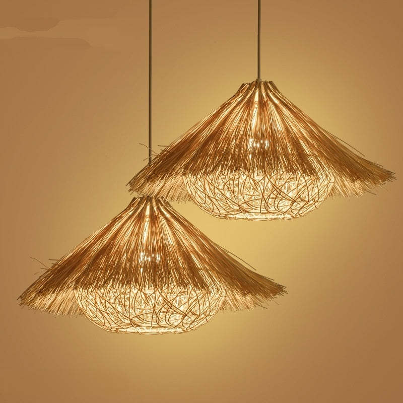 Muto Moderne Design Handgeweven Rotan Modellerende Hanglamp Geel/Bruin Woonkamer/Slaapkamer