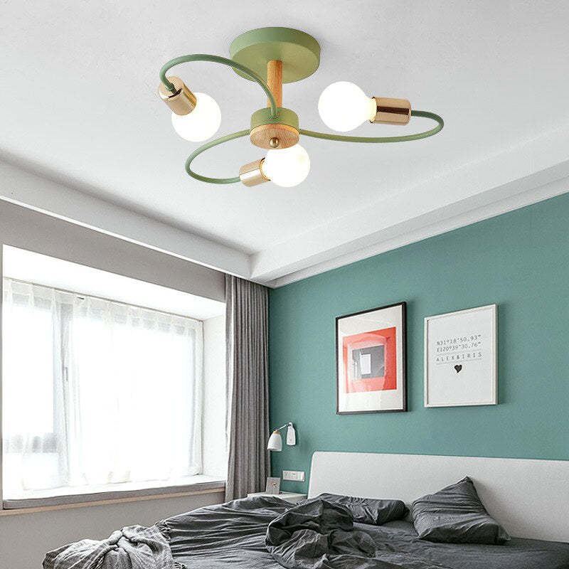 Lacey Nordic Plafondlampen Glas Grijs Wit Metaal Slaapkamer Woonkamer