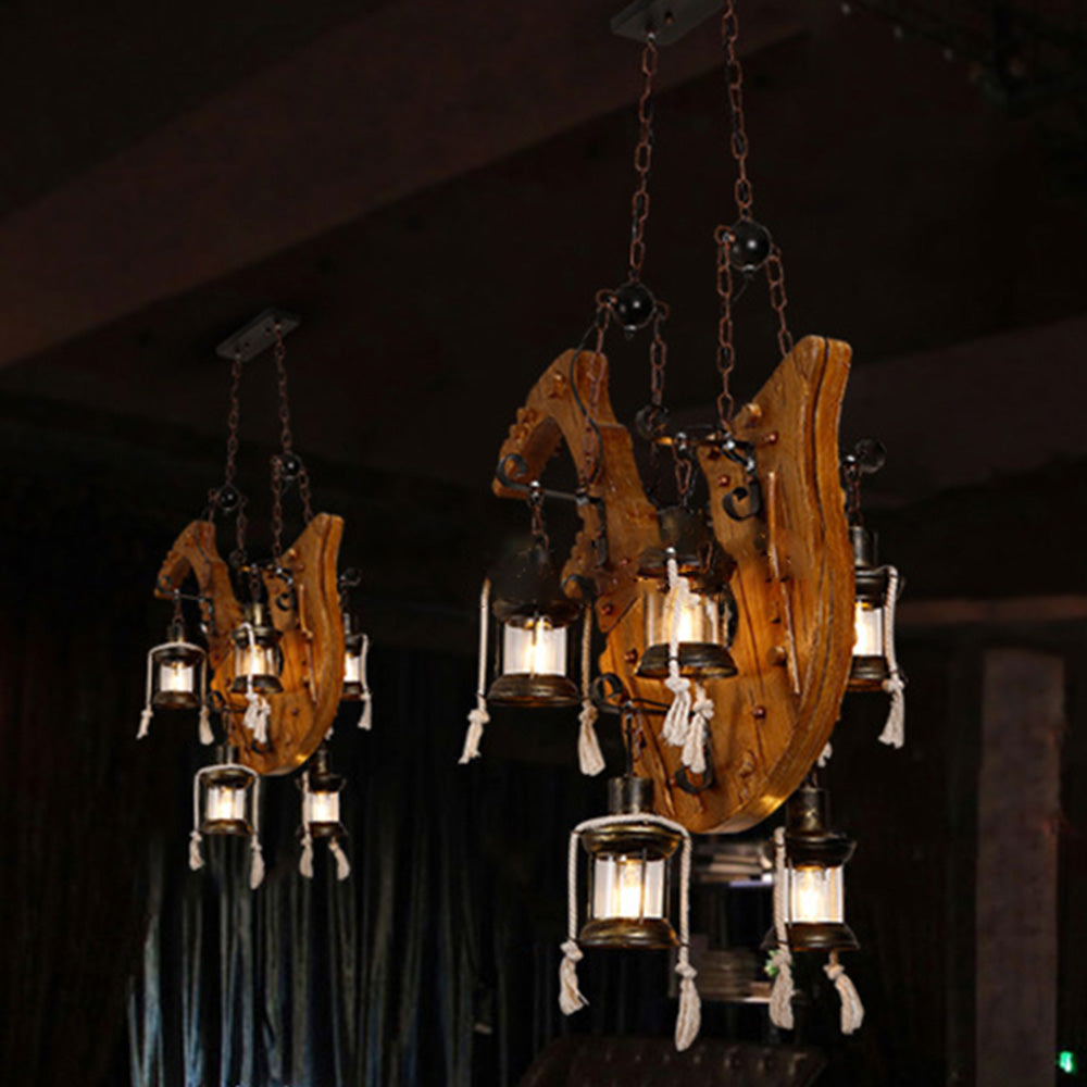 Brio Retro Saxophone Metal/Wood Pendant Light, Walnut