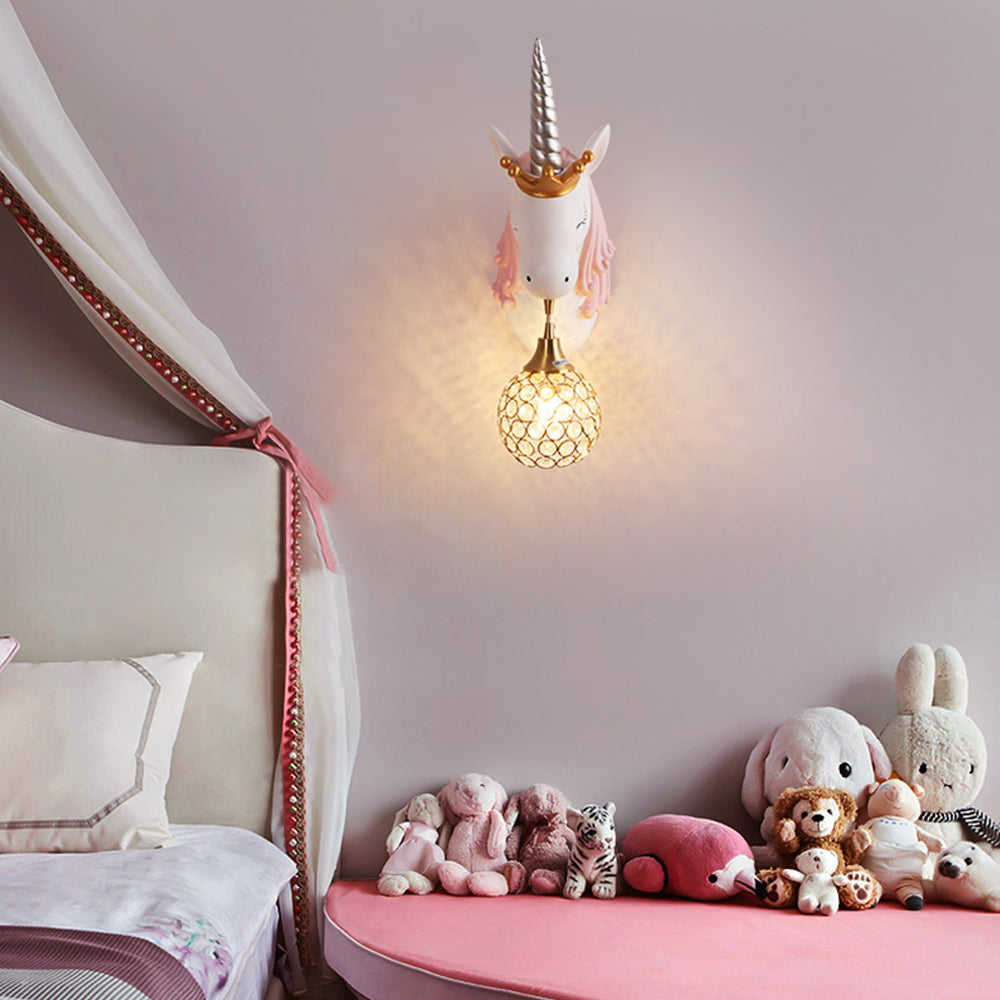 Minori Design Eenhoorn LED Wandlamp Hars Wit/Goud Slaap/Kinder/Woon/Eetkamer